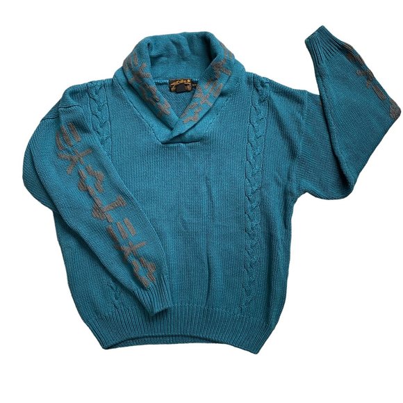 Vintage Eddie Bauer Shawl Neck Grandpa Sweater Old Money Cable Knit Fisherman-XL - Picture 11 of 11